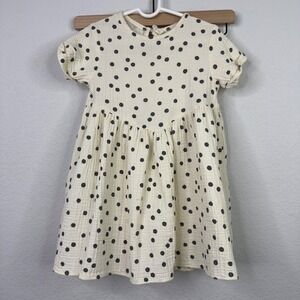 Quincy Mae Dress Bloomers Set Girl 4-5Y Organic Polka Dot Muslin Boho Minimalist